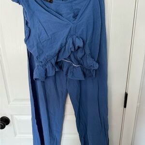 Fancyinn Blue Ruffled Jumpsuit